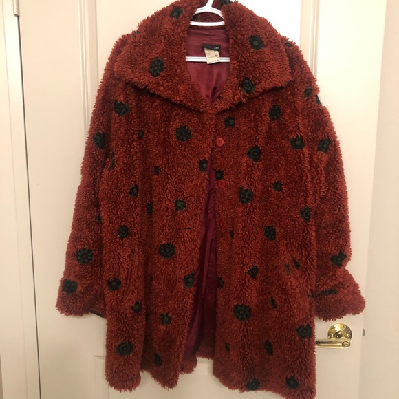 Vintage merlot-coloured teddy jacket - Picture 1 of 4
